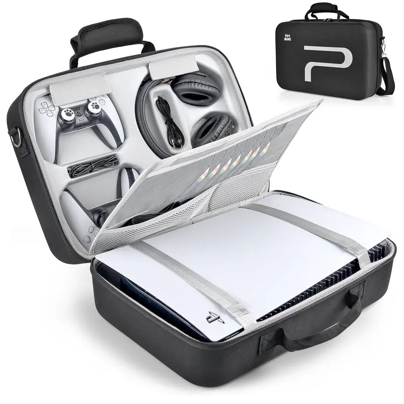 Hard Shell Carrying Case for PS5, Shockproof Travel Bag for Console & Accessories