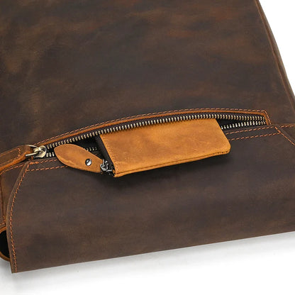 Handmade Mens Brown Leather Messenger Bag