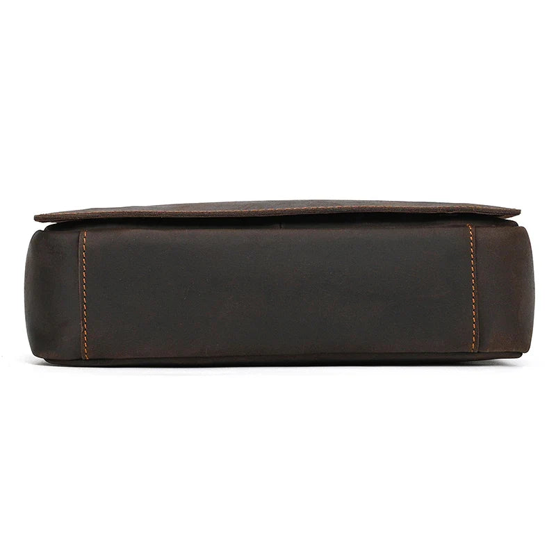 Handmade Mens Brown Leather Messenger Bag