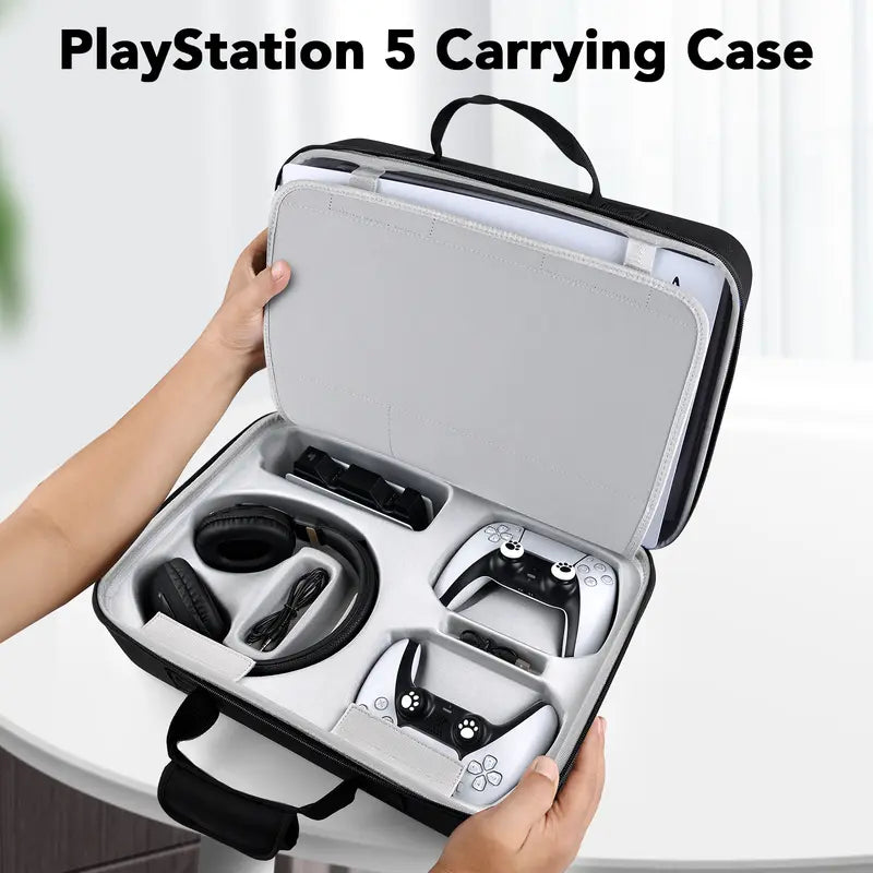 Hard Shell Carrying Case for PS5, Shockproof Travel Bag for Console & Accessories